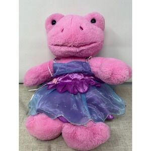 Build a Bear Pink Frog Plush Toy Sparkly Fairy Dress Stuffed Animal